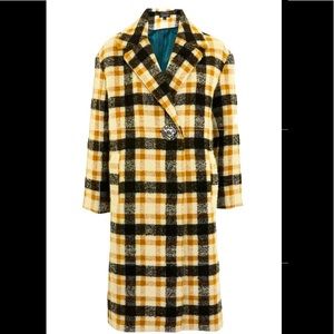 Nwot Top Shop yellow and black check midi coat.